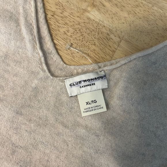 Club Monaco Signature Soft Cashmere Oatmeal Knit Sweater V-Neck Tank Top Sz CL - Picture 7 of 11